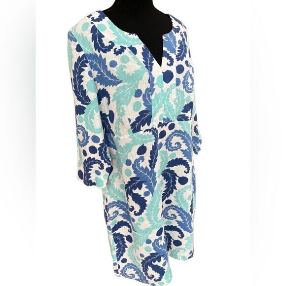 BODEN Classic tunic split neck 100% linen dress, style WW194, size 12L. - Picture 8 of 10